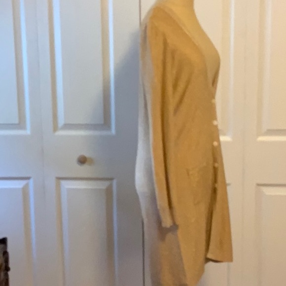 White + Warren- Silk- Gold Lame- Cardigan Sweater Dress- Sz. S - Picture 7 of 12